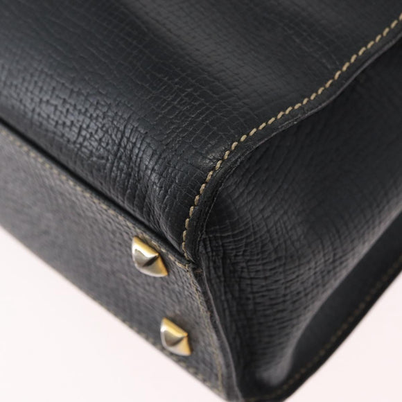 LOEWE Shoulder Bag Leather Navy Gold Auth bs32406