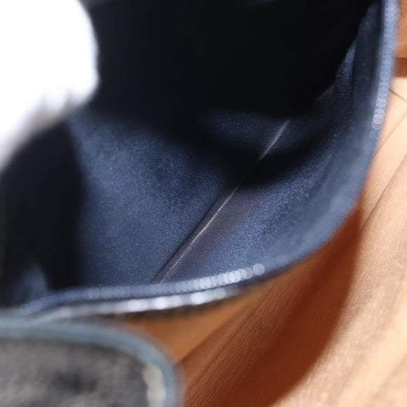 LOEWE Shoulder Bag Leather Navy Gold Auth bs32406