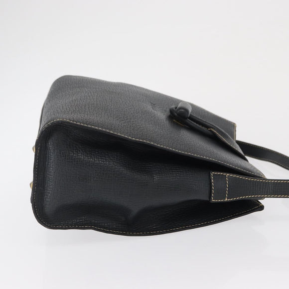 LOEWE Shoulder Bag Leather Navy Gold Auth bs32406