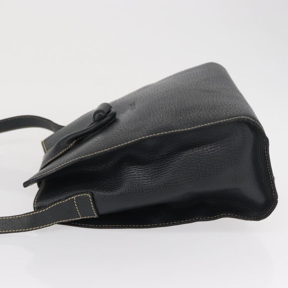 LOEWE Shoulder Bag Leather Navy Gold Auth bs32406