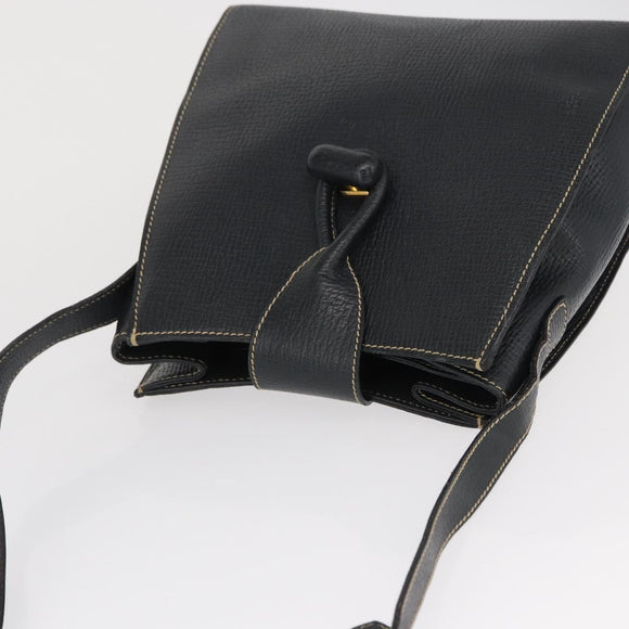 LOEWE Shoulder Bag Leather Navy Gold Auth bs32406