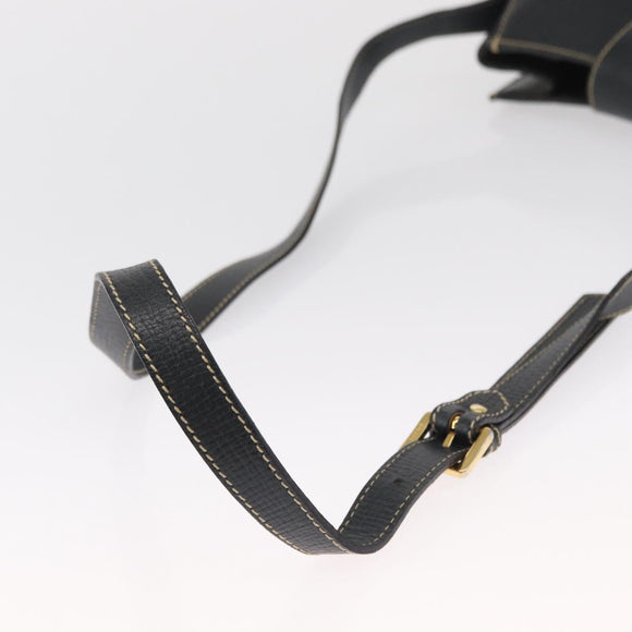 LOEWE Shoulder Bag Leather Navy Gold Auth bs32406