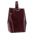 CARTIER Shoulder Bag Leather Bordeaux Gold Auth bs32407-1