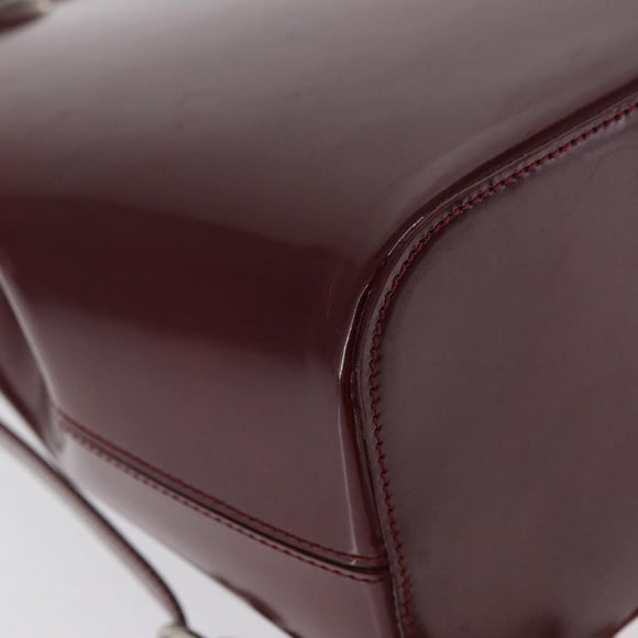 CARTIER Shoulder Bag Leather Bordeaux Gold Auth bs32407