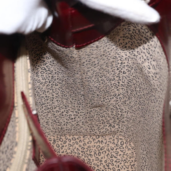 CARTIER Shoulder Bag Leather Bordeaux Gold Auth bs32407