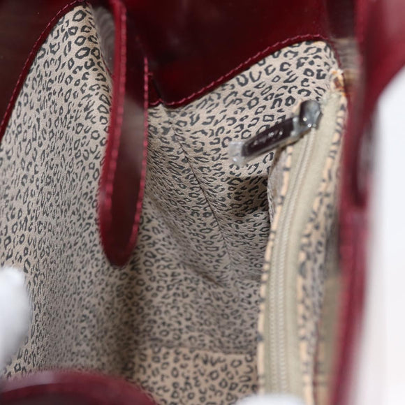 CARTIER Shoulder Bag Leather Bordeaux Gold Auth bs32407