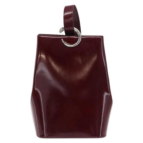 CARTIER Shoulder Bag Leather Bordeaux Gold Auth bs32407