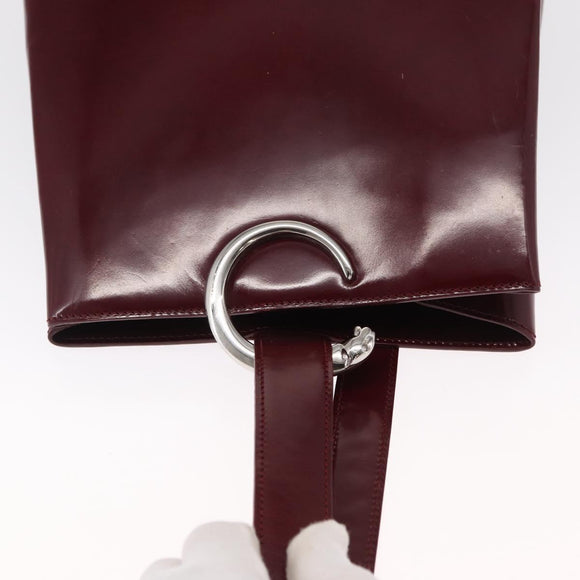CARTIER Shoulder Bag Leather Bordeaux Gold Auth bs32407
