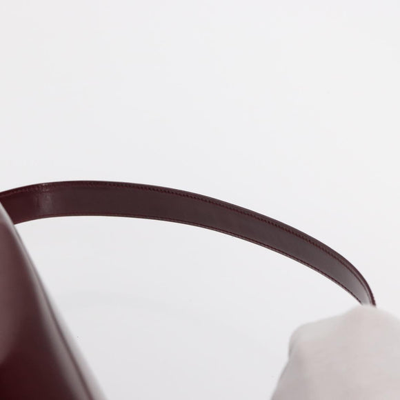 CARTIER Shoulder Bag Leather Bordeaux Gold Auth bs32407