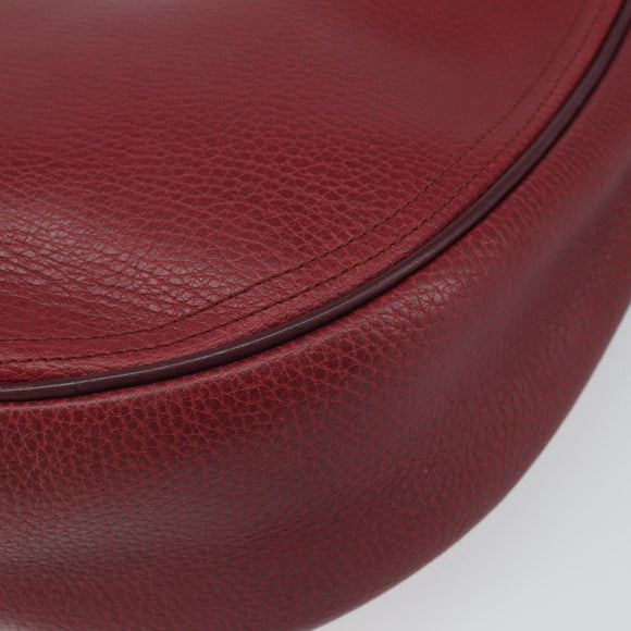 CARTIER Must Line Shoulder Bag Leather Bordeaux Gold Auth bs32408