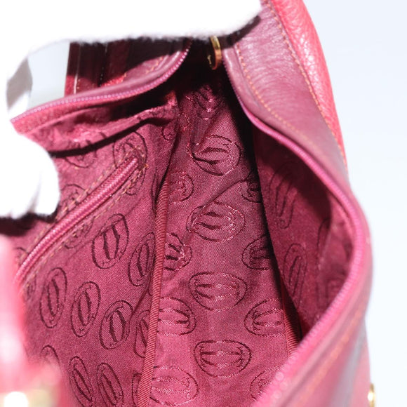 CARTIER Must Line Shoulder Bag Leather Bordeaux Gold Auth bs32408