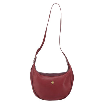CARTIER Must Line Shoulder Bag Leather Bordeaux Gold Auth bs32408 - 0