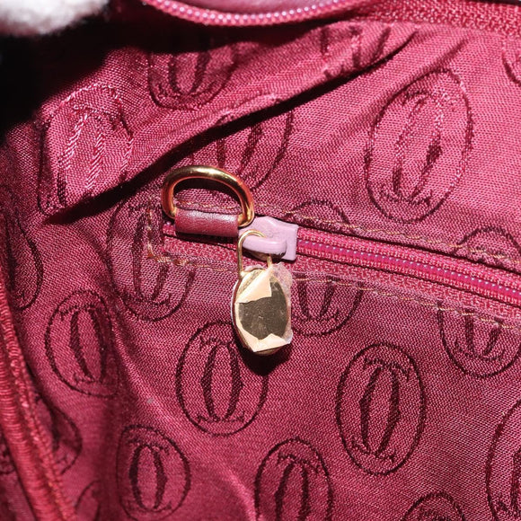 CARTIER Must Line Shoulder Bag Leather Bordeaux Gold Auth bs32408