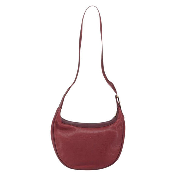 CARTIER Must Line Shoulder Bag Leather Bordeaux Gold Auth bs32408