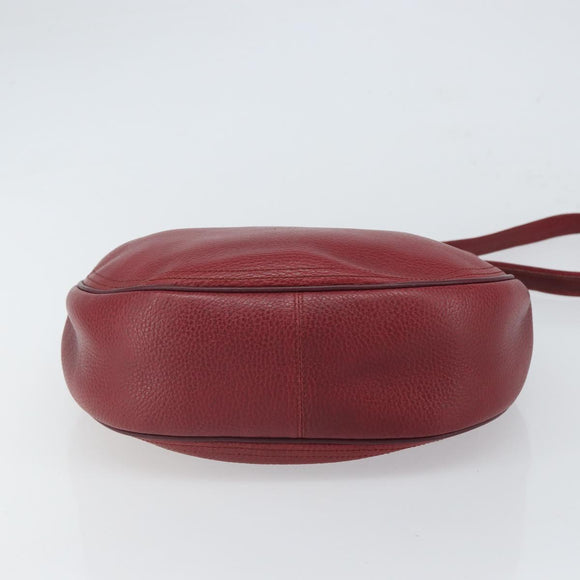 CARTIER Must Line Shoulder Bag Leather Bordeaux Gold Auth bs32408