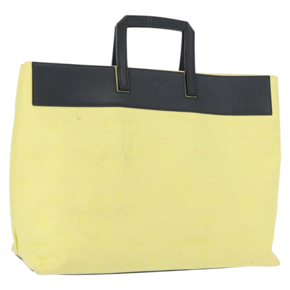 LOEWE Tote Bag Canvas Yellow Gold Auth bs32409