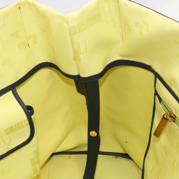 LOEWE Tote Bag Canvas Yellow Gold Auth bs32409