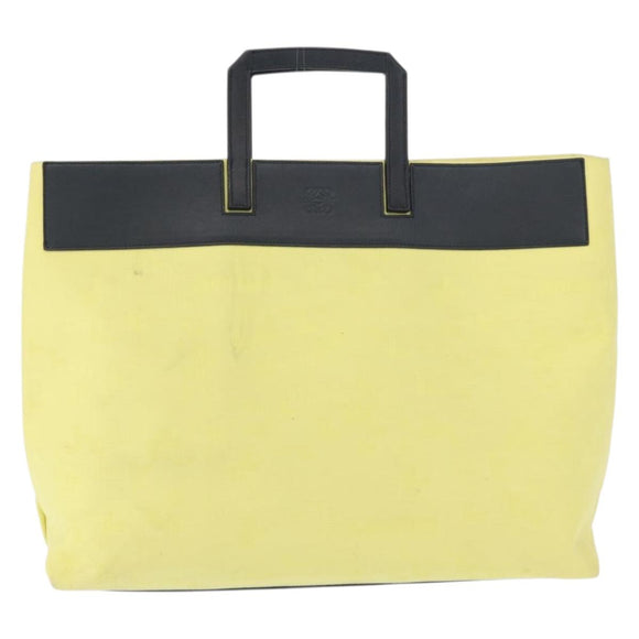 LOEWE Tote Bag Canvas Yellow Gold Auth bs32409