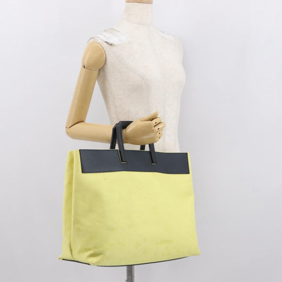 LOEWE Tote Bag Canvas Yellow Gold Auth bs32409