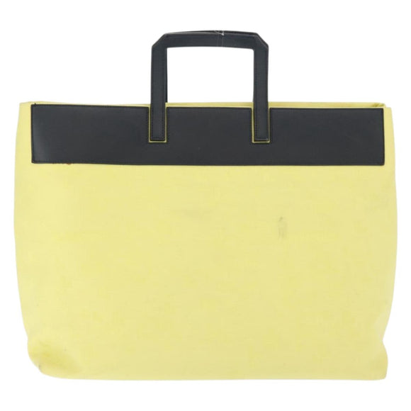LOEWE Tote Bag Canvas Yellow Gold Auth bs32409