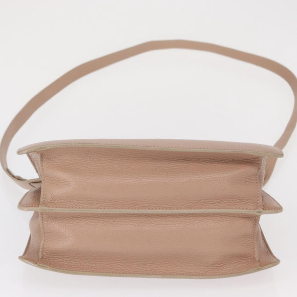Jimmy Choo Hand Bag Leather 2way Beige Silver Auth bs32410