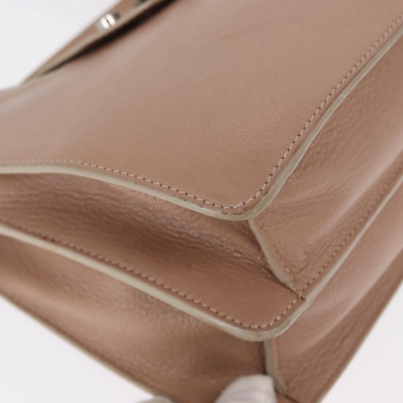 Jimmy Choo Hand Bag Leather 2way Beige Silver Auth bs32410