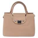 Jimmy Choo Hand Bag Leather 2way Beige Silver Auth bs32410-2