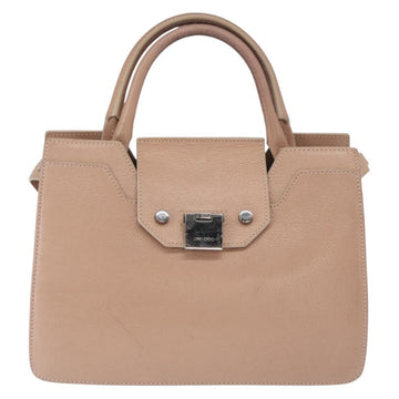 Jimmy Choo Hand Bag Leather 2way Beige Silver Auth bs32410 - 0