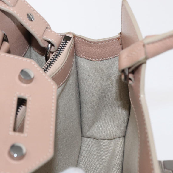 Jimmy Choo Hand Bag Leather 2way Beige Silver Auth bs32410
