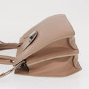Jimmy Choo Hand Bag Leather 2way Beige Silver Auth bs32410-5