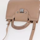 Jimmy Choo Hand Bag Leather 2way Beige Silver Auth bs32410-6