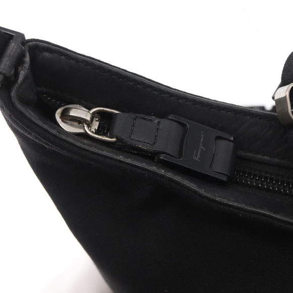 Salvatore Ferragamo Shoulder Bag Canvas Black Silver Auth bs32411