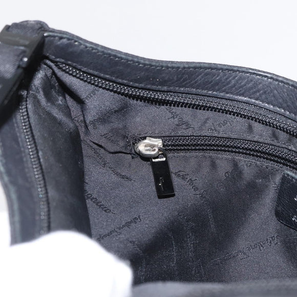 Salvatore Ferragamo Shoulder Bag Canvas Black Silver Auth bs32411