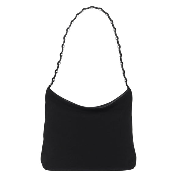 Salvatore Ferragamo Shoulder Bag Canvas Black Silver Auth bs32411