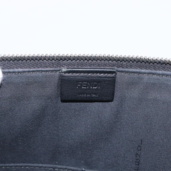 FENDI KARLITO Clutch Bag Leather Black Silver Auth bs32412
