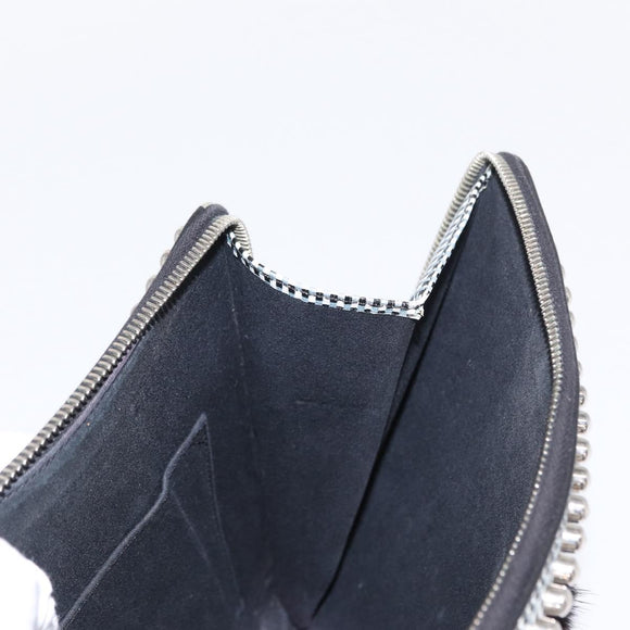 FENDI KARLITO Clutch Bag Leather Black Silver Auth bs32412