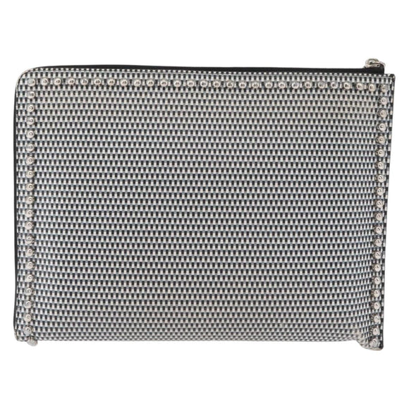 FENDI KARLITO Clutch Bag Leather Black Silver Auth bs32412