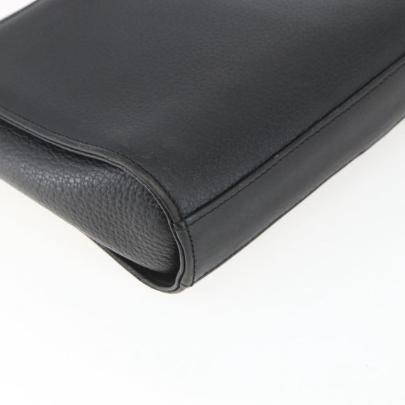 Burberrys Shoulder Bag Leather Black Gold Auth bs32413