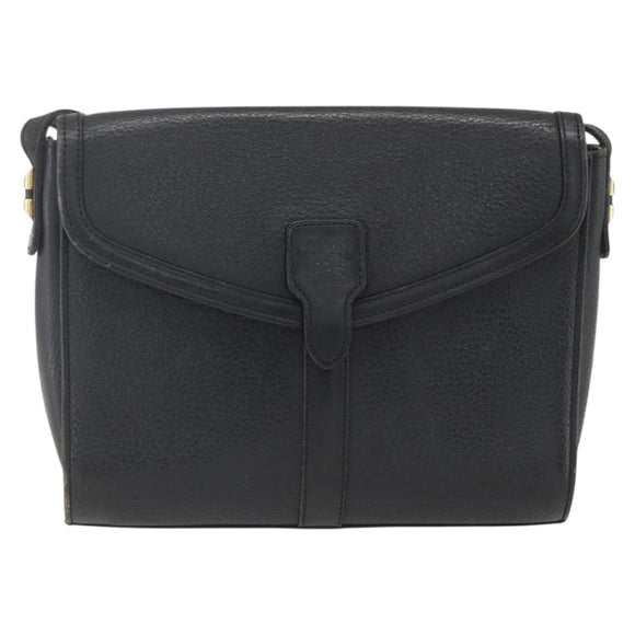 Burberrys Shoulder Bag Leather Black Gold Auth bs32413