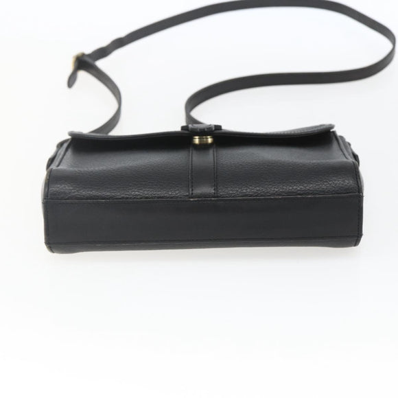 Burberrys Shoulder Bag Leather Black Gold Auth bs32413