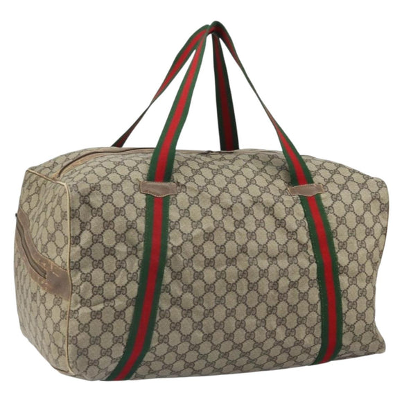 GUCCI Micro GG Supreme Web Sherry Line Bag PVC Beige 012 904 0282 Auth bs32426