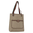 GUCCI GG Supreme Web Sherry Line Tote Bag PVC Beige 39 02 003 Auth bs32427-1