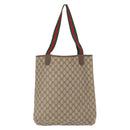 GUCCI GG Supreme Web Sherry Line Tote Bag PVC Beige 39 02 003 Auth bs32427-3