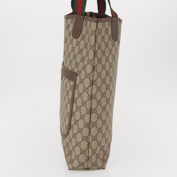 GUCCI GG Supreme Web Sherry Line Tote Bag PVC Beige 39 02 003 Auth bs32427