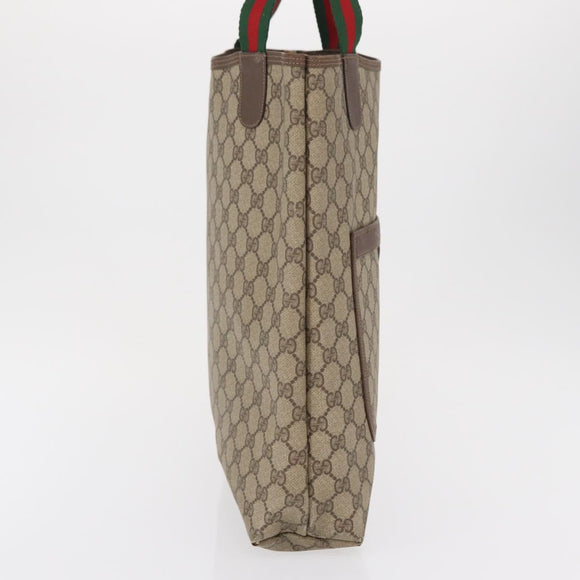 GUCCI GG Supreme Web Sherry Line Tote Bag PVC Beige 39 02 003 Auth bs32427