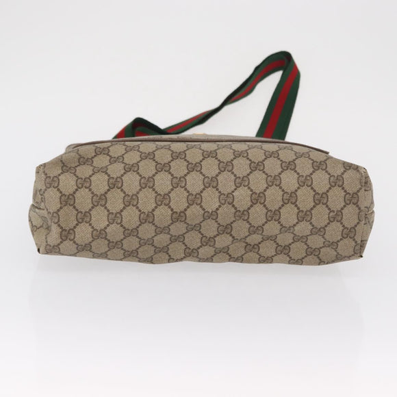 GUCCI GG Supreme Web Sherry Line Tote Bag PVC Beige 39 02 003 Auth bs32427