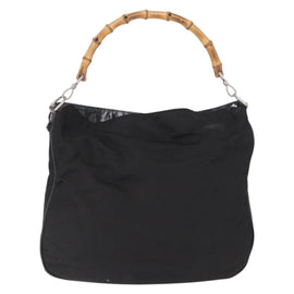 GUCCI Bamboo Hand Bag Nylon 2way Black Gold 001 2058 1577 5 Auth bs32430 - 0