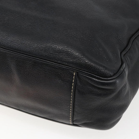 GUCCI Shoulder Bag Leather Black Silver 201451 Auth bs32431