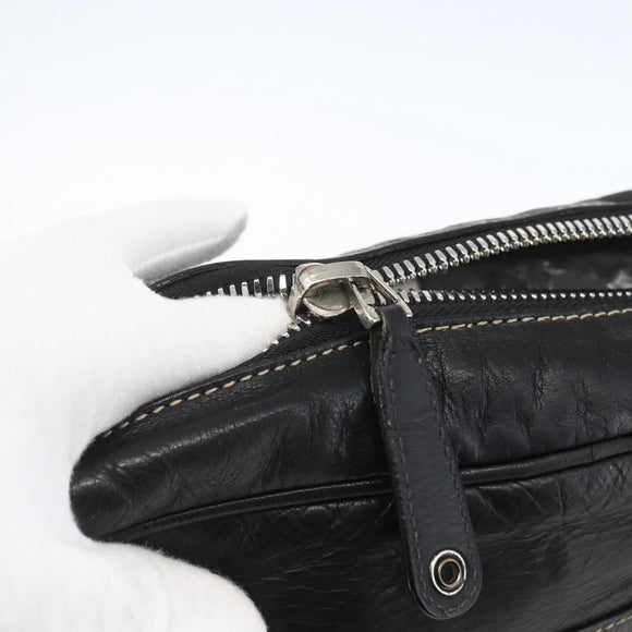 GUCCI Shoulder Bag Leather Black Silver 201451 Auth bs32431