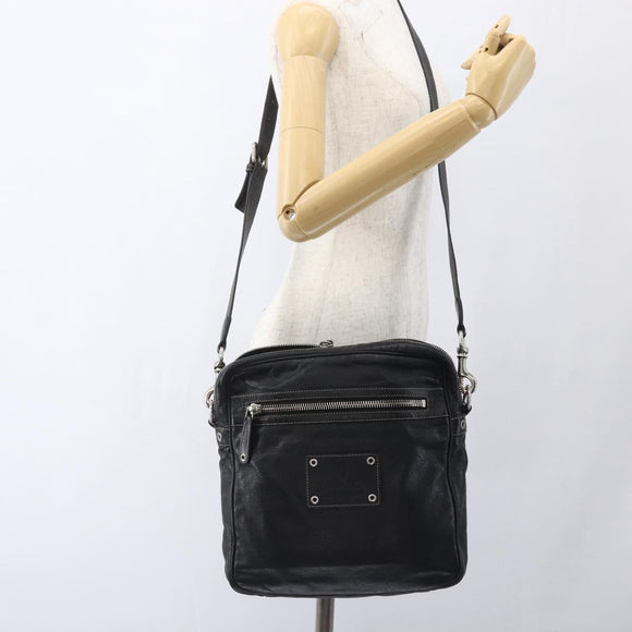 GUCCI Shoulder Bag Leather Black Silver 201451 Auth bs32431